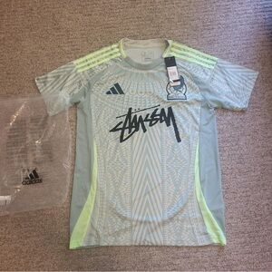 Stussy Light Gray and Neon Green Jersey
